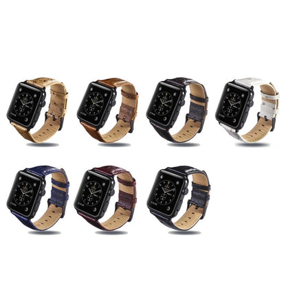 Ostrich Skin Texture Genuine Leather Wrist Watch Band for Apple Watch Series 3 & 2 & 1 38mm(Coffee) - Watch Bands by buy2fix | Online Shopping UK | buy2fix