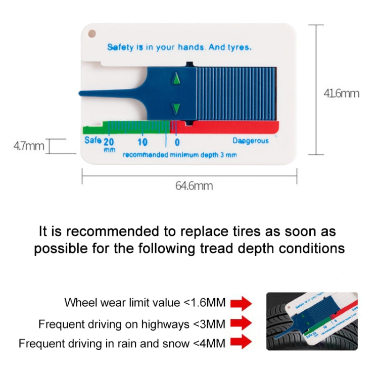 2pcs 0-20mm Plastic Tread Plan Refinding Rounds Refinding Outcome Exists Tread Tablets Plastic Tire Tread Depth Gauge(Blue) - Electronic Test by buy2fix | Online Shopping UK | buy2fix