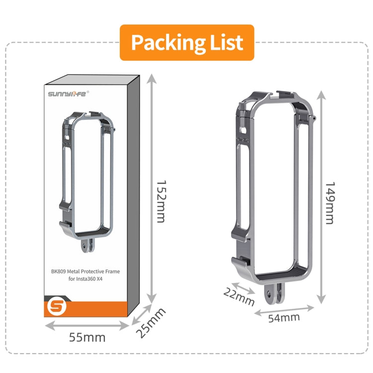 For Insta360 X4 Sunnylife Metal Protective Cage Rig with Cold Shoe Bases & Tripod Adapter (Titanium Color) - Mount & Holder by Sunnylife | Online Shopping UK | buy2fix