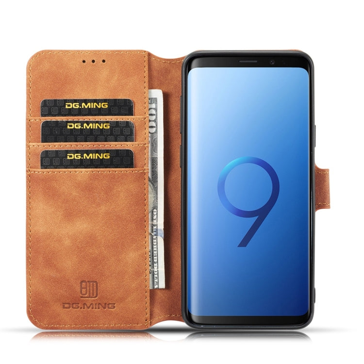 DG.MING Retro Oil Side Horizontal Flip Case with Holder & Card Slots & Wallet for Galaxy S9+(Brown) - Galaxy Phone Cases by DG.MING | Online Shopping UK | buy2fix