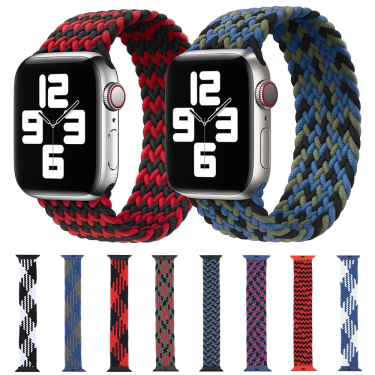 Plastic Buckle Mixed Color Nylon Braided Single Loop Watch Band For Apple Watch Ultra 49mm&Watch Ultra 2 49mm / Series 9&8&7 45mm / SE 3&SE 2&6&SE&5&4 44mm / 3&2&1 42mm, Size:M(Camouflage Green) - Watch Bands by buy2fix | Online Shopping UK | buy2fix