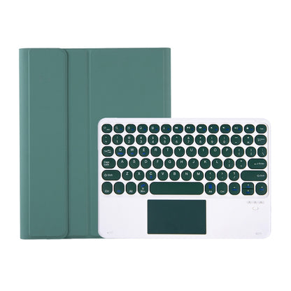 YT098B-A Detachable Candy Color Skin Feel Texture Round Keycap Bluetooth Keyboard Leather Case with Touch Control For  iPad Air 4 10.9 2020 / Air 5 10.9 2022 (Dark Green) - For iPad Air by buy2fix | Online Shopping UK | buy2fix