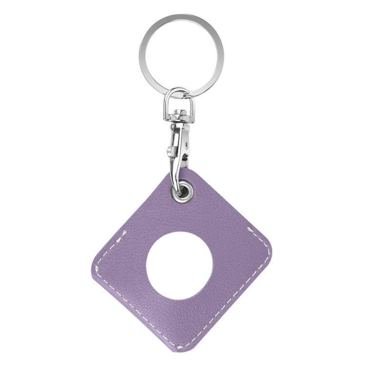 Square PU Leather Case Shockproof Anti-scratch Protective Cover with Keychain Ring Loop For AirTag(Taro Purple) - Key Chain Series by MOMAX | Online Shopping UK | buy2fix