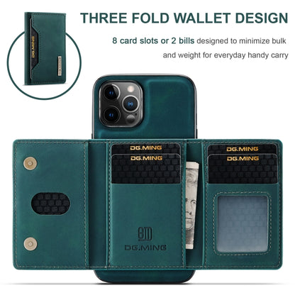 For iPhone 12 Pro Max DG.MING M2 Series 3-Fold Multi Card Bag + Magnetic Back Cover Shockproof Case with Wallet & Holder Function(Green) - iPhone 12 Pro Max Cases by DG.MING | Online Shopping UK | buy2fix