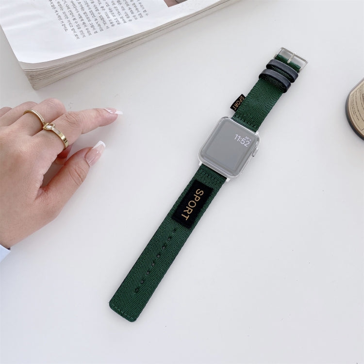 Nylon Watch Band For Apple Watch Ultra 49mm&Watch Ultra 2 49mm / Series 9&8&7 45mm / SE 3&SE 2&6&SE&5&4 44mm / 3&2&1 42mm(Dark Green) - Watch Bands by buy2fix | Online Shopping UK | buy2fix