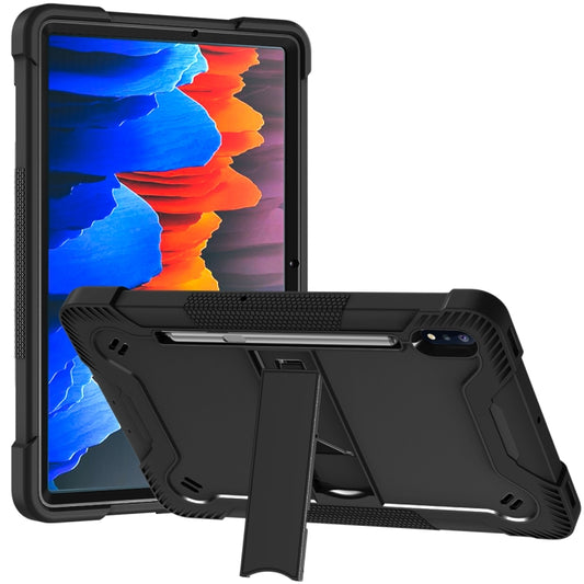 For Samsung Galaxy Tab S8 / Galaxy Tab S7 Silicone + PC Shockproof Protective Case with Holder(Black) - Galaxy Tab S8 Cases by buy2fix | Online Shopping UK | buy2fix