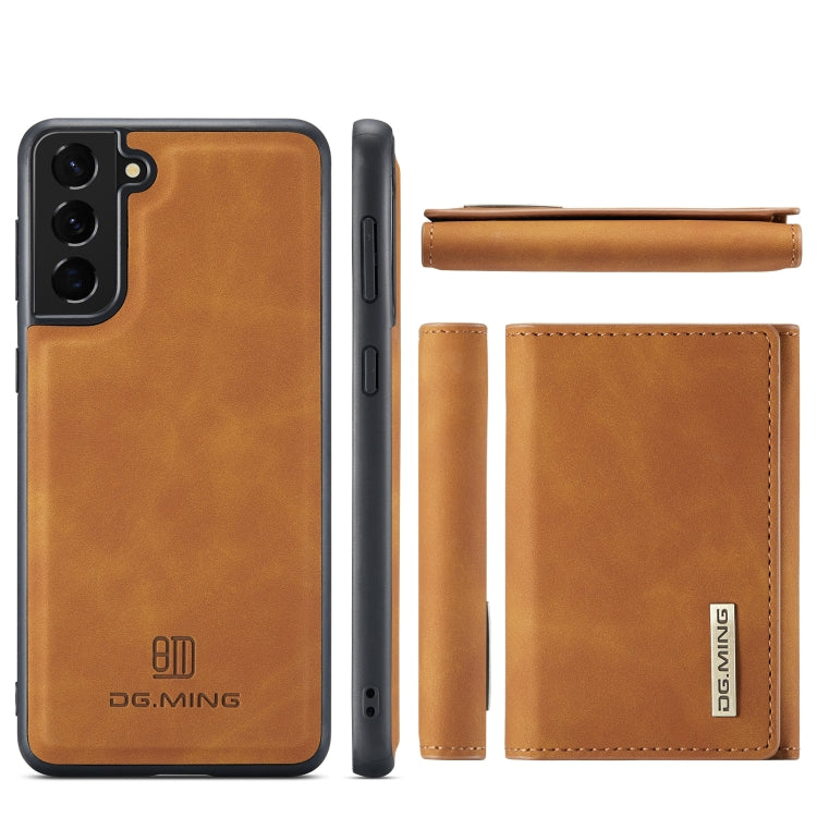 For Samsung Galaxy S21+ DG.MING M1 Series 3-Fold Multi Card Wallet  Back Cover Shockproof Case with Holder Function(Brown) - Galaxy Phone Cases by DG.MING | Online Shopping UK | buy2fix