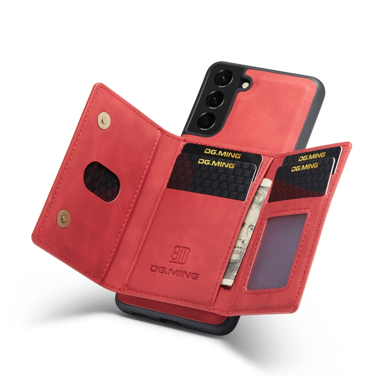 For Samsung Galaxy S21 DG.MING M2 Series 3-Fold Multi Card Bag Back Cover Shockproof Case with Wallet & Holder Function(Red) - Galaxy Phone Cases by DG.MING | Online Shopping UK | buy2fix