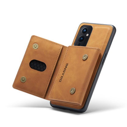 For OnePlus 9 (EU/NA) DG.MING M2 Series 3-Fold Multi Card Bag Back Cover Shockproof Case with Wallet & Holder Function(Brown) - OnePlus Cases by DG.MING | Online Shopping UK | buy2fix