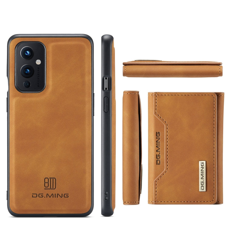 For OnePlus 9 (EU/NA) DG.MING M2 Series 3-Fold Multi Card Bag Back Cover Shockproof Case with Wallet & Holder Function(Brown) - OnePlus Cases by DG.MING | Online Shopping UK | buy2fix