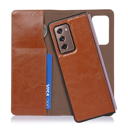 For Samsung Galaxy Z Fold2 5G 2 In 1 Crazy Horse Texture Split Horizontal Flip Leather Case with Holder & Card Slot(Brown) - Galaxy Phone Cases by buy2fix | Online Shopping UK | buy2fix