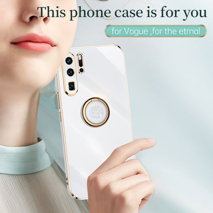 For Huawei P30 Pro XINLI Straight 6D Plating Gold Edge TPU Shockproof Case with Ring Holder(Black) - Huawei Cases by XINLI | Online Shopping UK | buy2fix