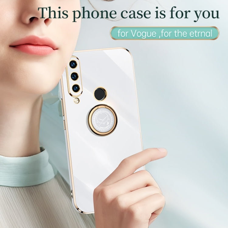 For Huawei P30 Lite XINLI Straight 6D Plating Gold Edge TPU Shockproof Case with Ring Holder(Hawthorn Red) - Huawei Cases by XINLI | Online Shopping UK | buy2fix