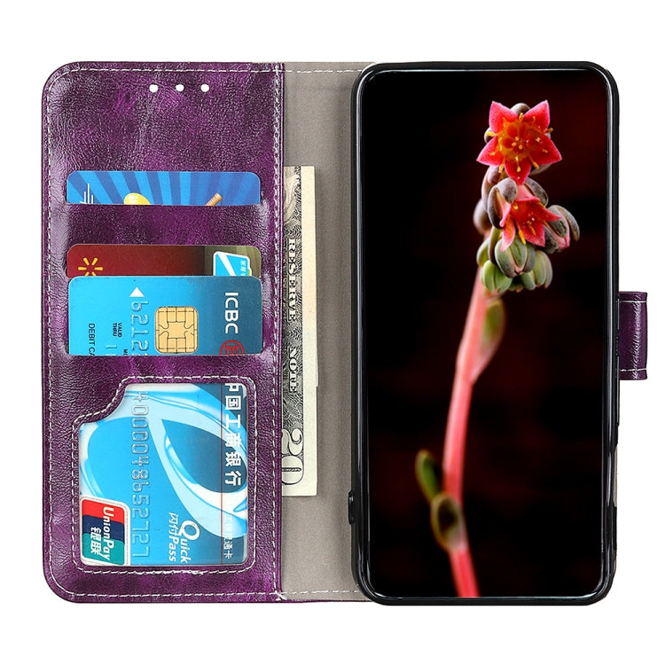 For OPPO A16 Retro Crazy Horse Texture Horizontal Flip Leather Case with Holder & Card Slots & Photo Frame & Wallet(Purple) - OPPO Cases by buy2fix | Online Shopping UK | buy2fix