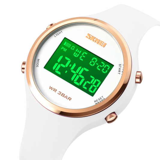 SKMEI 1720 Round Dial LED Digital Display Luminous Silicone Strap Electronic Watch(White) - LED Digital Watches by SKMEI | Online Shopping UK | buy2fix