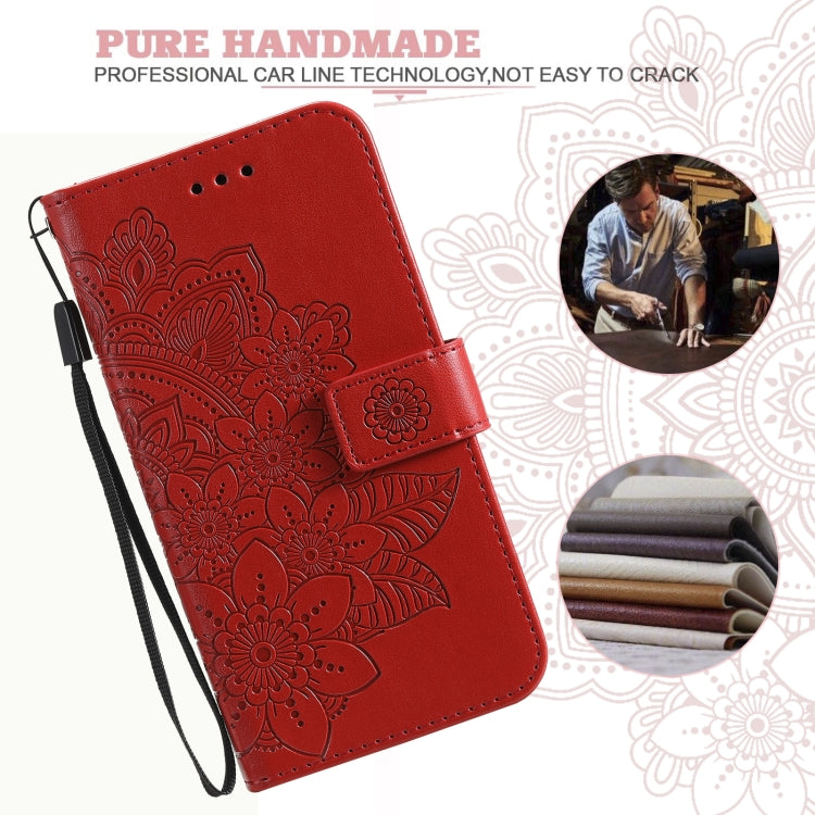 For Google Pixel 6 7-petal Flowers Embossing Pattern Horizontal Flip PU Leather Case with Holder & Card Slots & Wallet & Photo Frame(Red) - Google Cases by buy2fix | Online Shopping UK | buy2fix