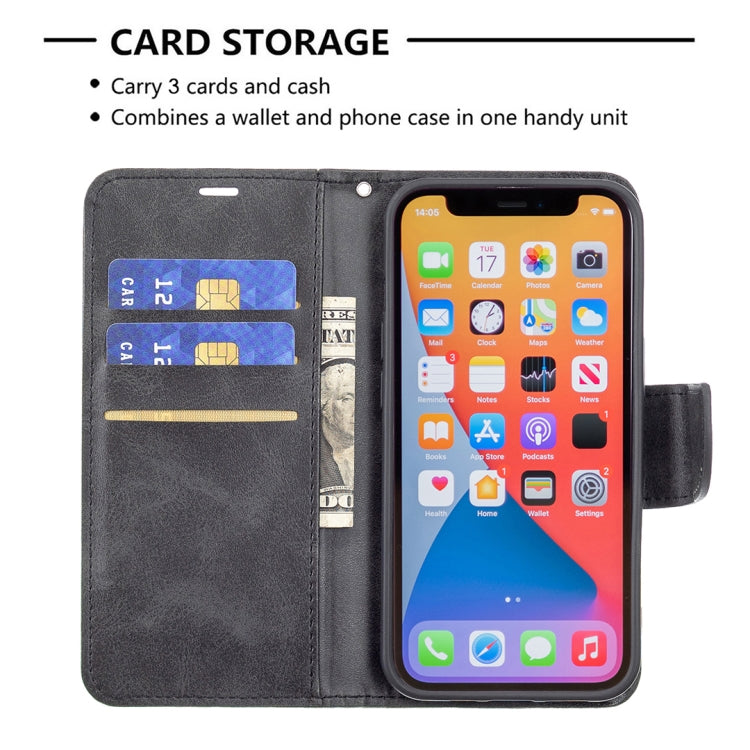 For iPhone 13 mini  Retro Lambskin Texture Pure Color Horizontal Flip PU Leather Case, with Holder & Card Slots & Wallet & Lanyard(Black) - iPhone 13 mini Cases by buy2fix | Online Shopping UK | buy2fix