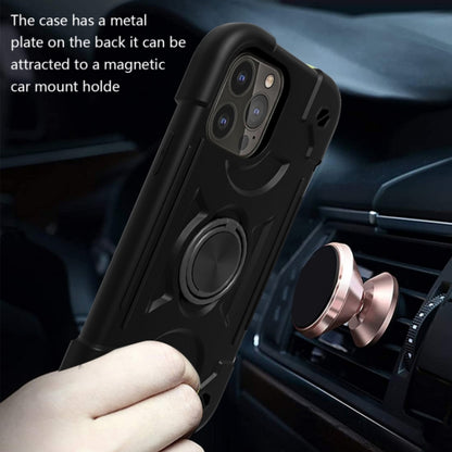 For iPhone 13 Pro Shockproof Silicone + PC Protective Case with Dual-Ring Holder (Black) - iPhone 13 Pro Cases by buy2fix | Online Shopping UK | buy2fix