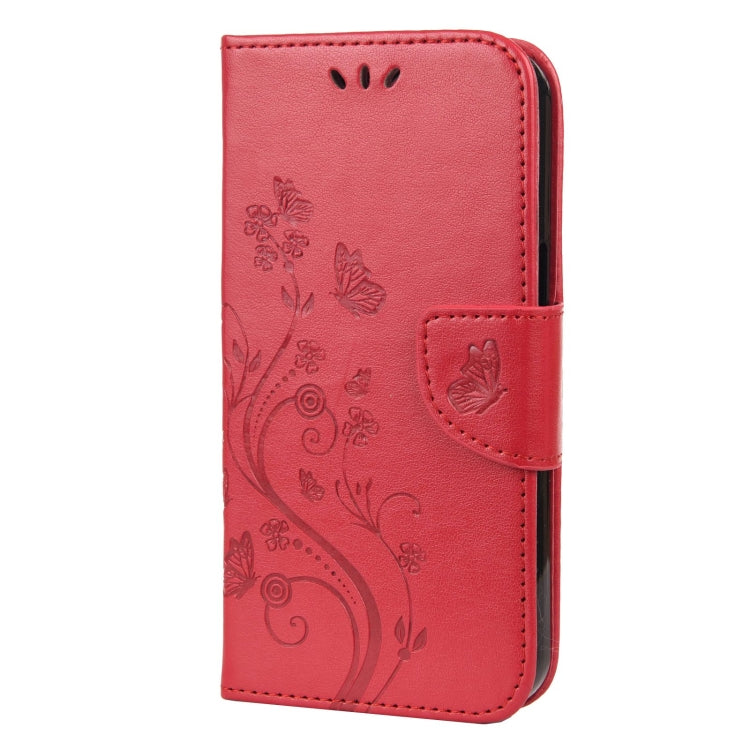 For iPhone 13 Pro Butterfly Flower Pattern Horizontal Flip Leather Case with Holder & Card Slots & Wallet (Red) - iPhone 13 Pro Cases by buy2fix | Online Shopping UK | buy2fix