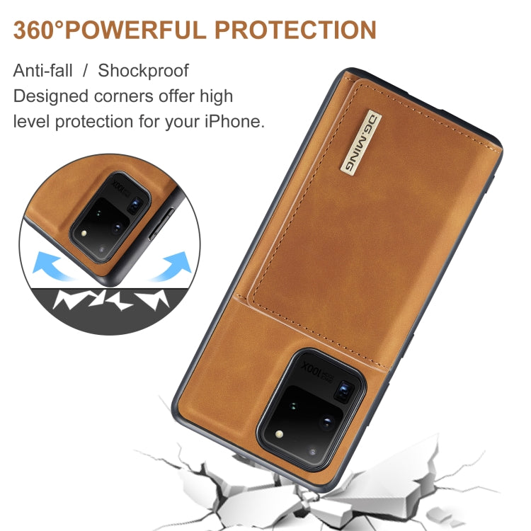 For Samsung Galaxy S20 Ultra DG.MING M1 Series 3-Fold Multi Card Wallet  Back Cover Shockproof Case with Holder Function(Brown) - Galaxy Phone Cases by DG.MING | Online Shopping UK | buy2fix