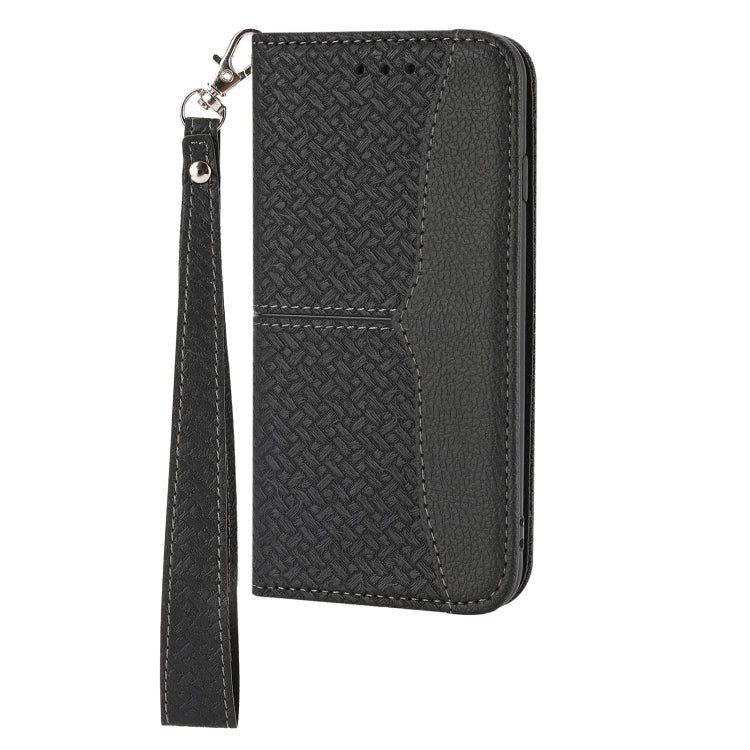 For Honor 50 Woven Texture Stitching Magnetic Horizontal Flip PU Leather Case with Holder & Card Slots & Wallet & Lanyard(Black) - Honor Cases by buy2fix | Online Shopping UK | buy2fix