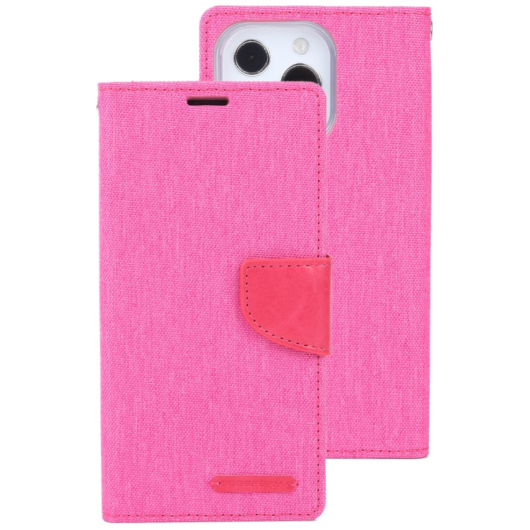 For iPhone 13 Pro GOOSPERY CANVAS DIARY Cross Texture Horizontal Flip Leather Case with Holder& Card Slots & Wallet (Rose Red) - iPhone 13 Pro Cases by GOOSPERY | Online Shopping UK | buy2fix