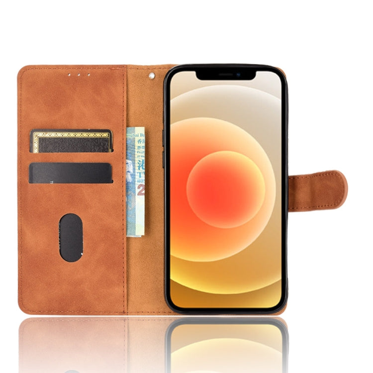 For iPhone 13 Solid Color Skin Feel Magnetic Buckle Horizontal Flip Calf Texture PU Leather Case with Holder & Card Slots & Wallet(Brown) - iPhone 13 Cases by buy2fix | Online Shopping UK | buy2fix