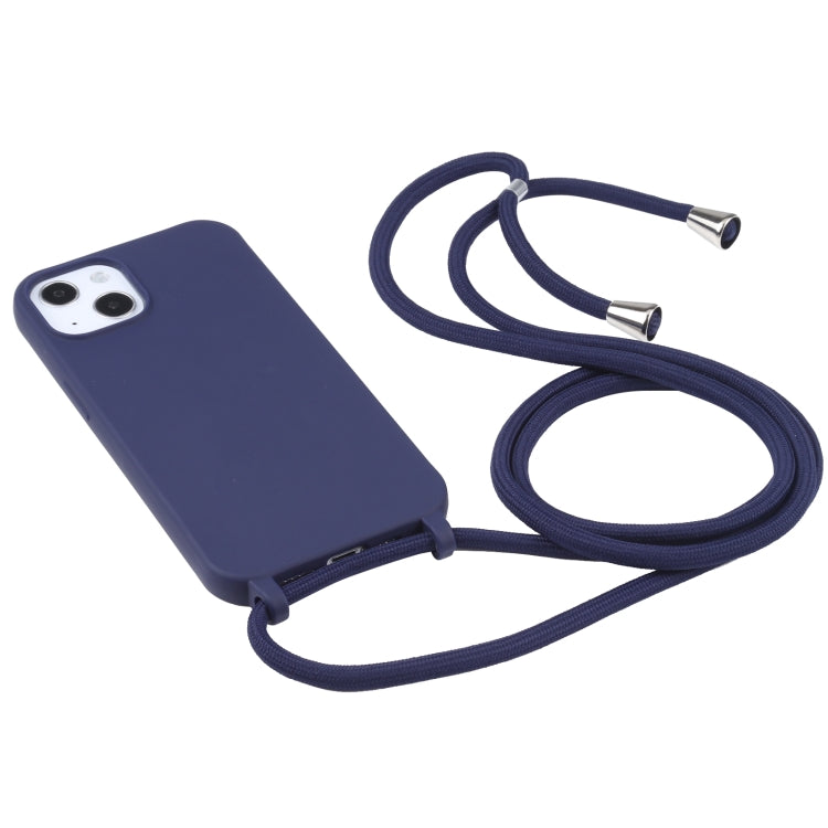 For iPhone 13 Candy Colors TPU Protective Case with Lanyard(Dark Blue) - iPhone 13 Cases by buy2fix | Online Shopping UK | buy2fix