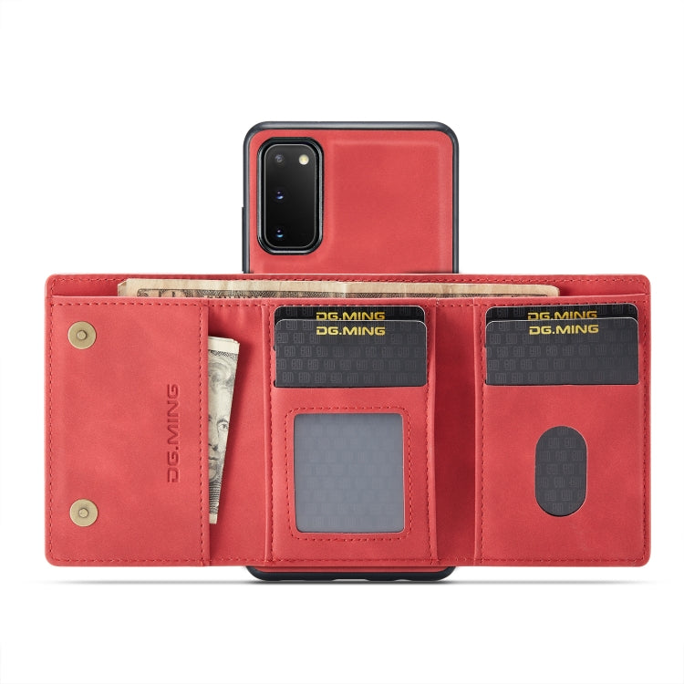 For Samsung Galaxy S20 DG.MING M1 Series 3-Fold Multi Card Wallet  Back Cover Shockproof Case with Holder Function(Red) - Galaxy Phone Cases by DG.MING | Online Shopping UK | buy2fix