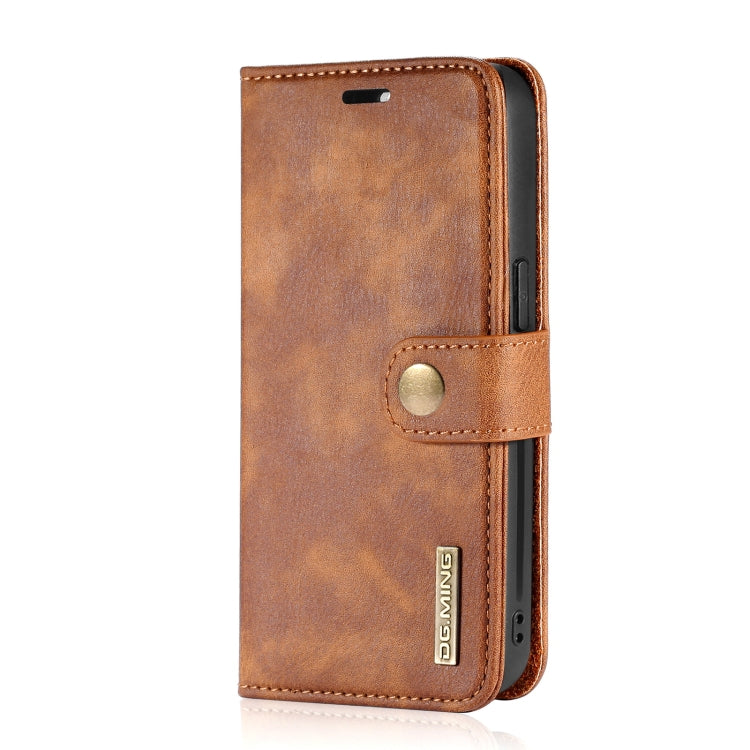 For iPhone 13 mini DG.MING Crazy Horse Texture Flip Detachable Magnetic Leather Case with Holder & Card Slots & Wallet (Brown) - iPhone 13 mini Cases by DG.MING | Online Shopping UK | buy2fix