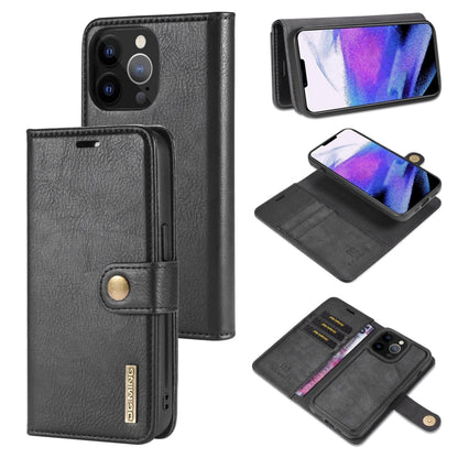 For iPhone 13 Pro Max DG.MING Crazy Horse Texture Flip Detachable Magnetic Leather Case with Holder & Card Slots & Wallet (Black) - iPhone 13 Pro Max Cases by DG.MING | Online Shopping UK | buy2fix