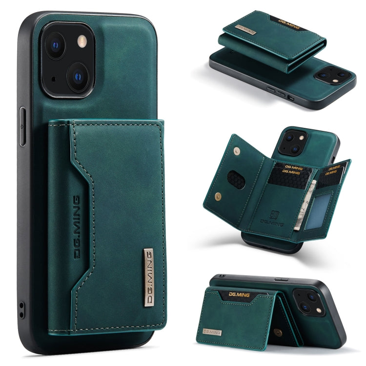 For iPhone 13 DG.MING M2 Series 3-Fold Card Bag Shockproof Case with Wallet & Holder Function(Green) - iPhone 13 Cases by DG.MING | Online Shopping UK | buy2fix