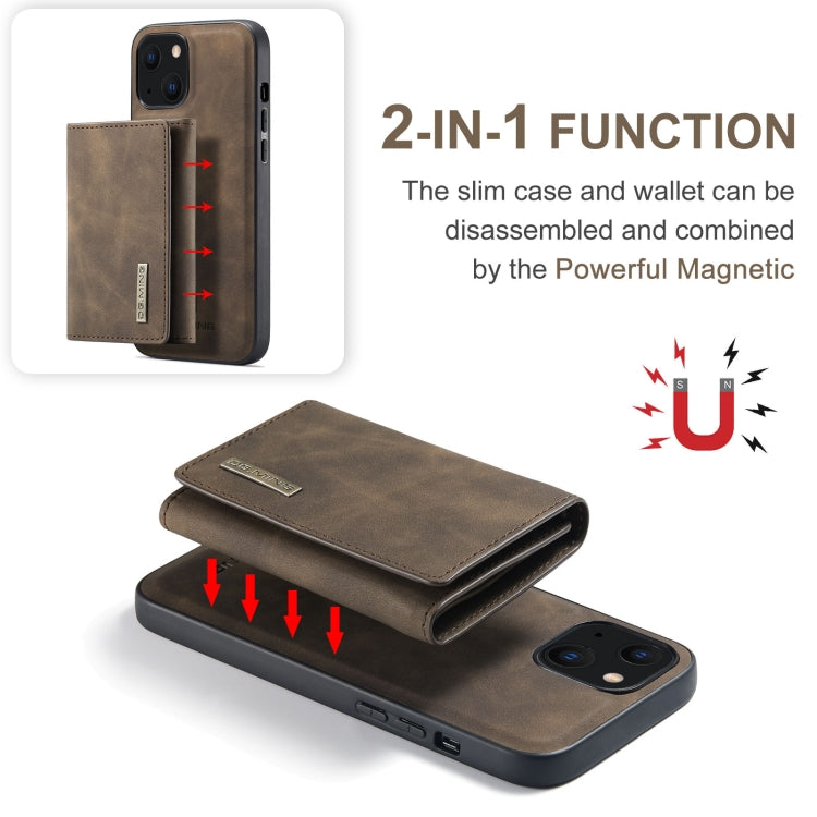 For iPhone 13 DG.MING M1 Series 3-Fold Multi Card Wallet Shockproof Case with Holder Function (Coffee) - iPhone 13 Cases by DG.MING | Online Shopping UK | buy2fix