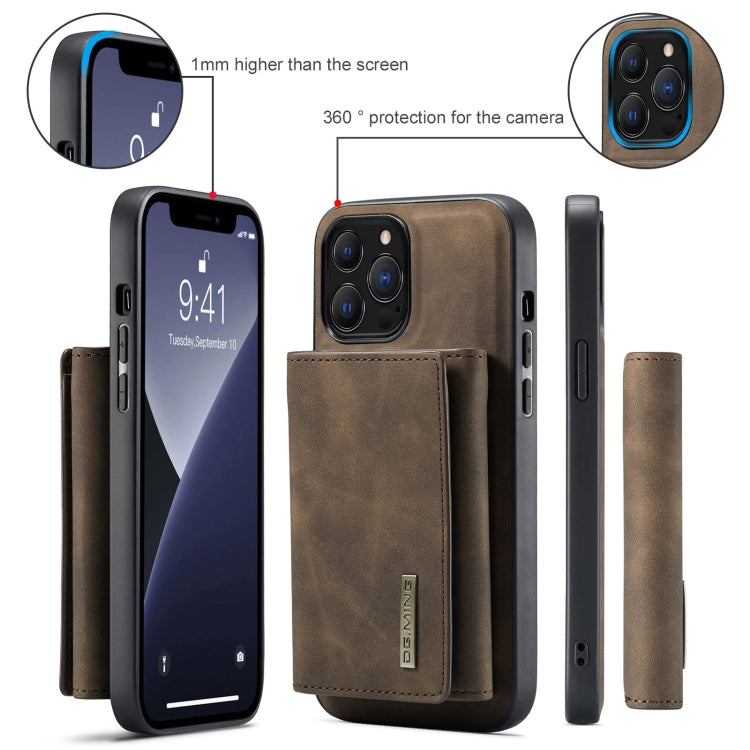 For iPhone 13 Pro DG.MING M1 Series 3-Fold Multi Card Wallet Shockproof Case with Holder Function (Coffee) - iPhone 13 Pro Cases by DG.MING | Online Shopping UK | buy2fix