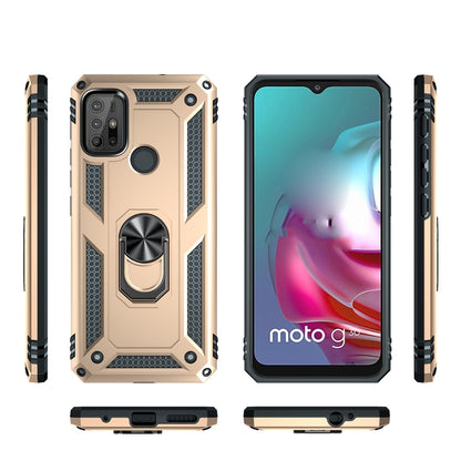 For Motorola Moto G30 / G10 Shockproof TPU + PC Protective Case with 360 Degree Rotating Holder(Gold) - Motorola Cases by buy2fix | Online Shopping UK | buy2fix