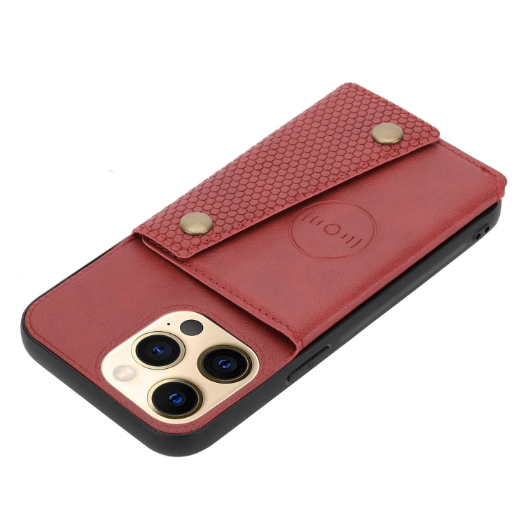 For iPhone 13 mini Double Buckle PU + TPU Shockproof Magnetic Protective Case with Card Slot & Holder (Red) - iPhone 13 mini Cases by buy2fix | Online Shopping UK | buy2fix