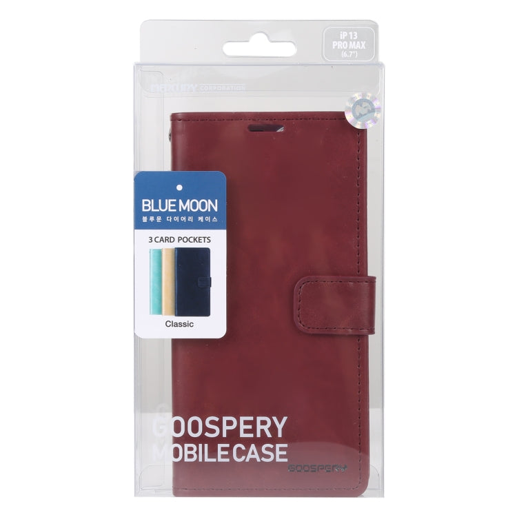 For iPhone 13 Pro GOOSPERY BLUE MOON Crazy Horse Texture Horizontal Flip Leather Case with Holder & Card Slot & Wallet (Wine Red) - iPhone 13 Pro Cases by GOOSPERY | Online Shopping UK | buy2fix