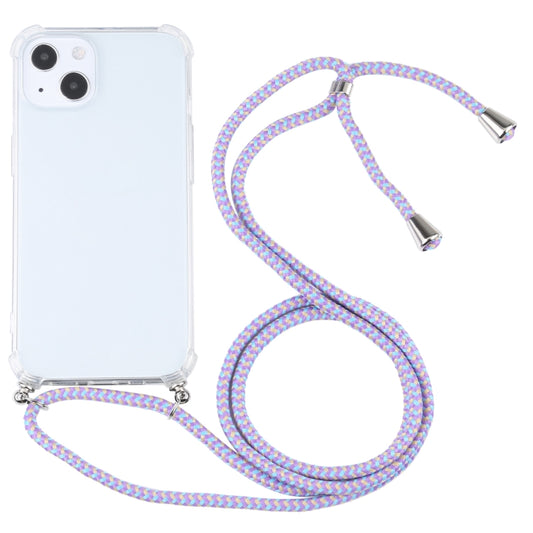 For iPhone 13 Four-corner Shockproof Transparent TPU Protective Case with Lanyard(Purple Blue) - iPhone 13 Cases by buy2fix | Online Shopping UK | buy2fix