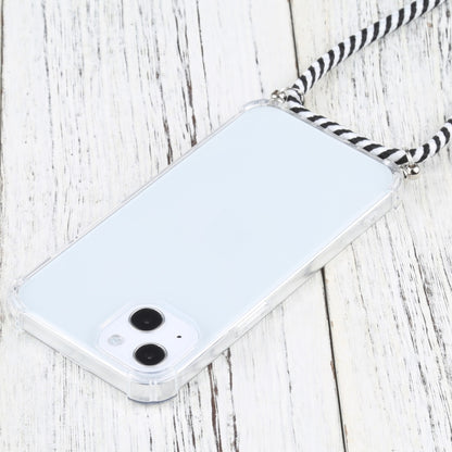 For iPhone 13 mini Four-corner Shockproof Transparent TPU Protective Case with Lanyard (Black White) - iPhone 13 mini Cases by buy2fix | Online Shopping UK | buy2fix