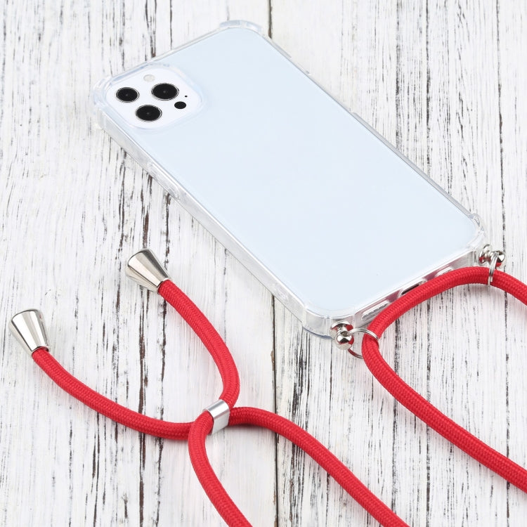 For iPhone 13 Pro Four-corner Shockproof Transparent TPU Protective Case with Lanyard (Red) - iPhone 13 Pro Cases by buy2fix | Online Shopping UK | buy2fix