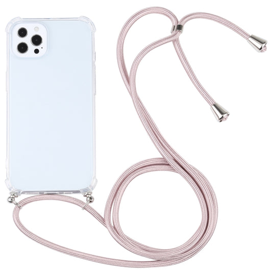 For iPhone 13 Pro Four-corner Shockproof Transparent TPU Protective Case with Lanyard (Light Pink) - iPhone 13 Pro Cases by buy2fix | Online Shopping UK | buy2fix