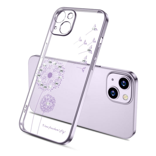 For iPhone 13 Electroplating Diamond Dandelion Pattern TPU Shockproof Protective Case(Purple) - iPhone 13 Cases by buy2fix | Online Shopping UK | buy2fix