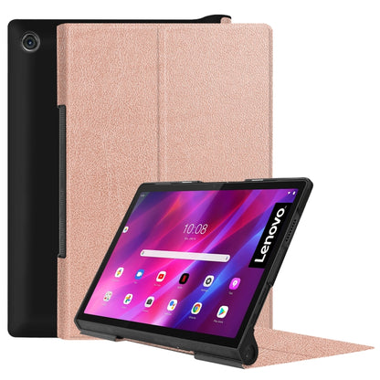 For Lenovo Yoga Tab 11 / YT-J706X Custer Texture Horizontal Flip PU Leather Case with Holder & Sleep / Wake-up Function(Rose Gold) - Lenovo by buy2fix | Online Shopping UK | buy2fix