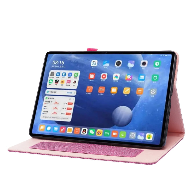 For Xiaomi Pad 5 / 5 Pro Horizontal Flip TPU + Fabric PU Leather Protective Case with Name Card Clip(Rose Red) - More Tablet Cases by buy2fix | Online Shopping UK | buy2fix