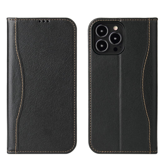 For iPhone 13 Genuine Leather Horizontal Flip Leather Case with Holder & Card Slots & Wallet(Black) - iPhone 13 Cases by buy2fix | Online Shopping UK | buy2fix