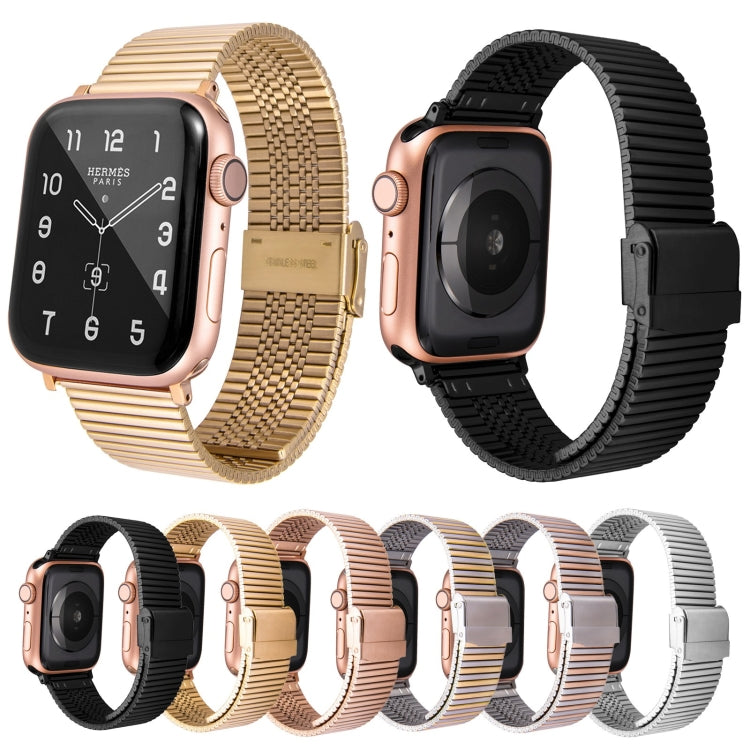 Multi-baht Steel Watch Band For Apple Watch Ultra 49mm&Watch Ultra 2 49mm / Series 9&8&7 45mm / SE 3&SE 2&6&SE&5&4 44mm / 3&2&1 42mm(Steel Between Gold) - Watch Bands by buy2fix | Online Shopping UK | buy2fix