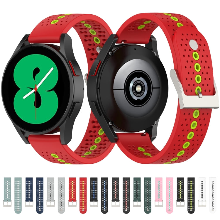 22mm Universal Colorful Hole Silicone Watch Band(Red Green) - Watch Bands by buy2fix | Online Shopping UK | buy2fix
