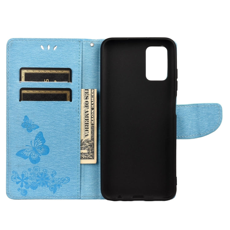 Vintage Embossed Floral Butterfly Pattern Horizontal Flip Leather Case with Card Slot & Holder & Wallet & Lanyard For Xiaomi Redmi 10(Blue) - Xiaomi Cases by buy2fix | Online Shopping UK | buy2fix