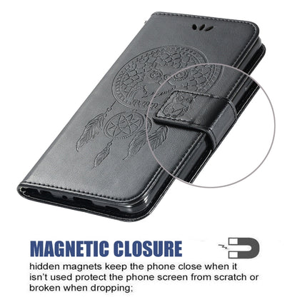 For iPhone 13 Wind Chime Owl Embossing Pattern Horizontal Flip Leather Case with Holder & Card Slots & Wallet(Black) - iPhone 13 Cases by buy2fix | Online Shopping UK | buy2fix