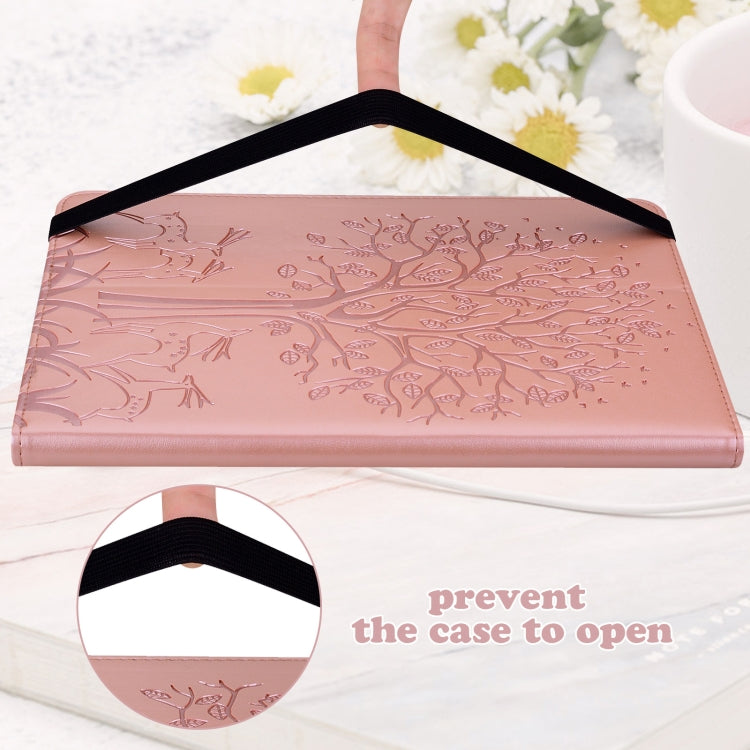 Tree & Deer Pattern Pressed Printing Horizontal Flip PU Leather Case with Holder & Card Slots & Sleep / Wake-up Function For Samsung Galaxy Tab S6 Lite(Pink) - Tab S6 Lite P610 / P615 by buy2fix | Online Shopping UK | buy2fix